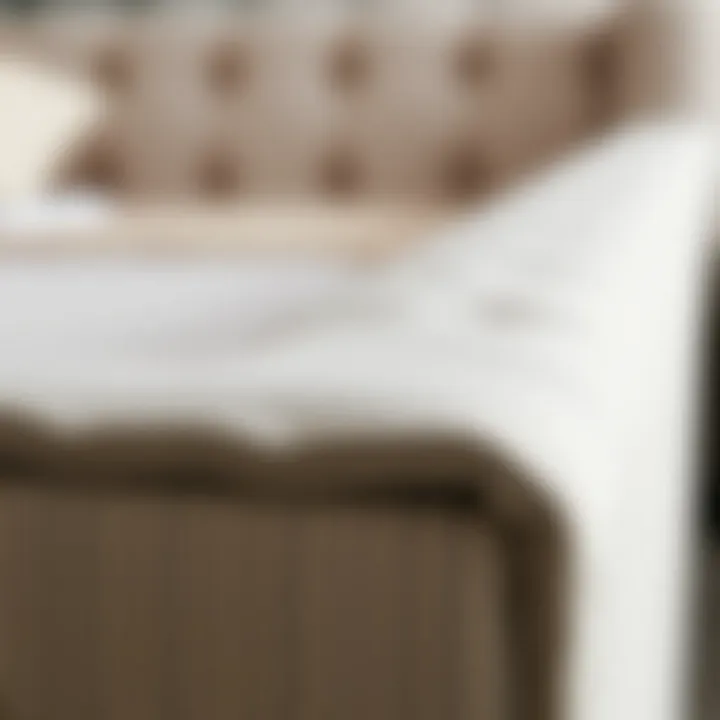 Premium Craftsmanship and Material Quality Close-up view of the premium materials used in the Amazon King Upholstered Bed.