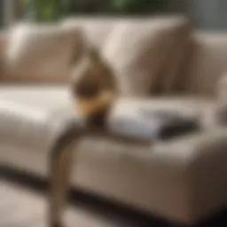 Elegant arm rest end table in a modern living room setting