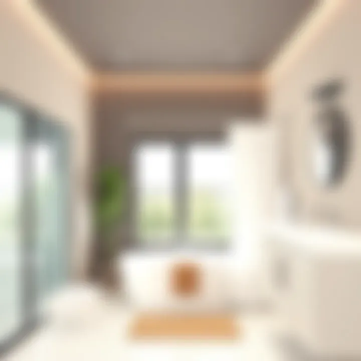 Stylish bathroom featuring a modern shower curtain rod