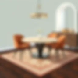 Elegant dining table set on a beautifully patterned area rug