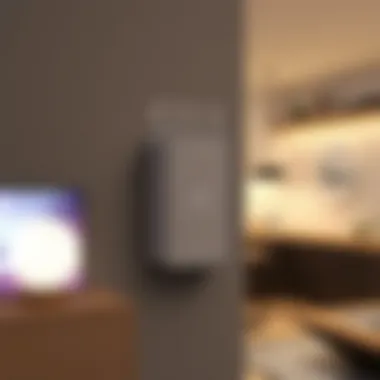 Close-up of a sleek wireless switch with smart home interface