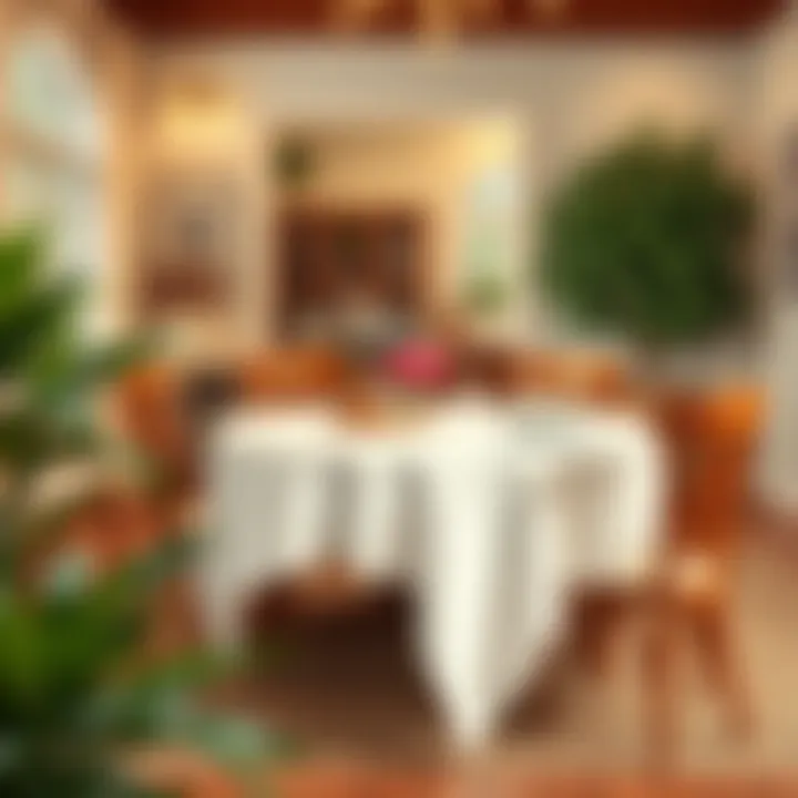 A cozy dining scenario with a 60-inch oval tablecloth in a casual home setting