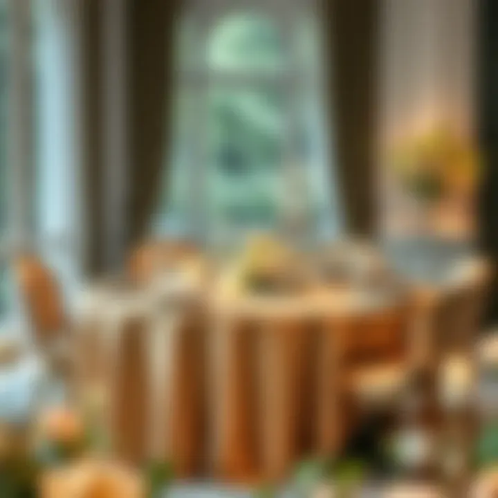 A stylishly decorated table for a formal event featuring a 60-inch oval tablecloth