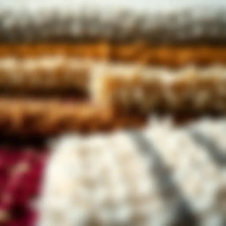 Close-up of various rug materials for selection