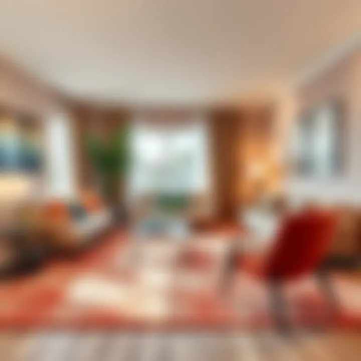 Stylish arrangement of furniture with a large area rug