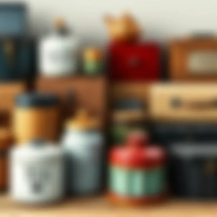 An array of tea container boxes showcasing diverse materials and designs