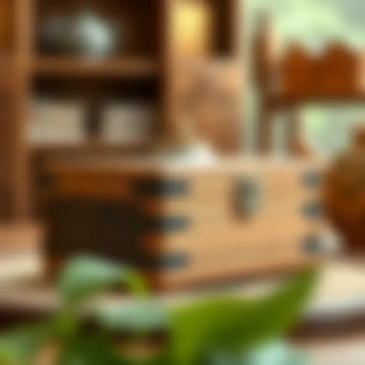 Elegant wooden tea container box showcasing intricate craftsmanship