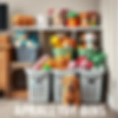 Organized pet toy bins that are easily accessible and visually appealing.