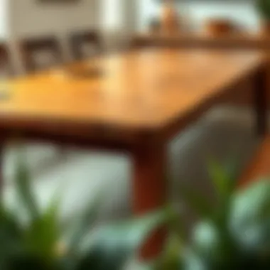 Elegantly crafted hardwood tabletop showcasing intricate grain patterns