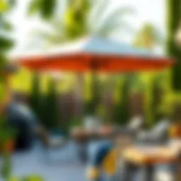 Elegant 4-foot table umbrella enhancing an outdoor patio setting