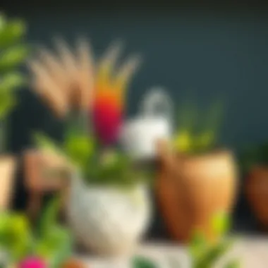 Diverse selection of materials used in outdoor planter baskets