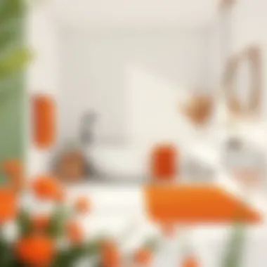 Elegant coral orange bath mat enhancing bathroom decor