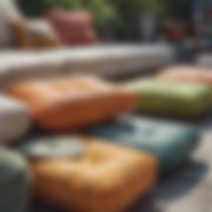Different materials used in patio cushions displayed for comparison