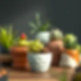 A collection of affordable small flower pots showcasing diverse materials.