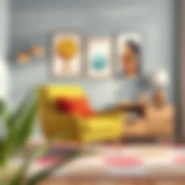 Colorful accent lounge chair enhancing apartment aesthetics