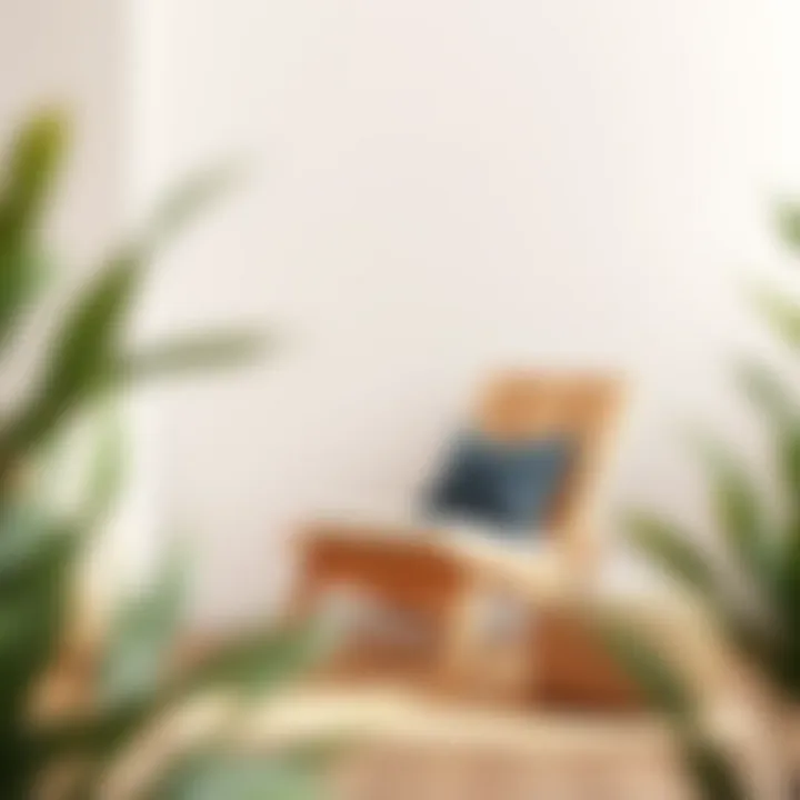 Minimalist lounge chair made of natural wood in a cozy corner