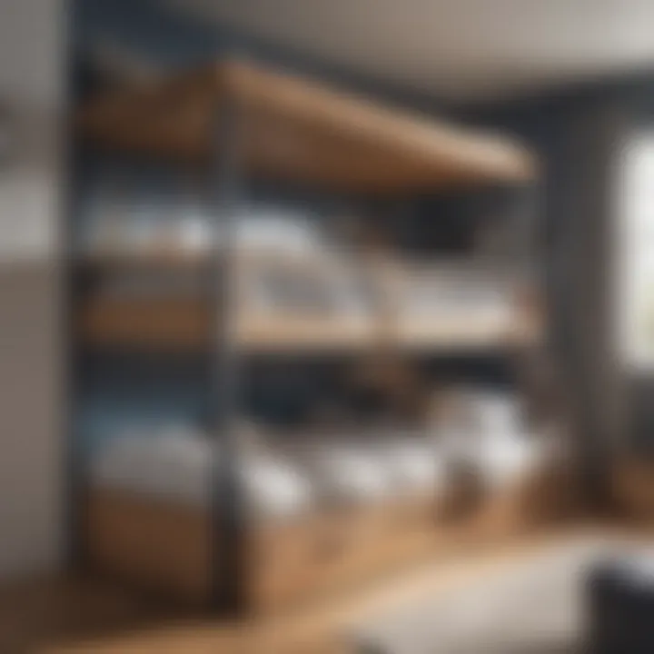 A multifunctional space with a bunk bed featuring an enclosed bottom
