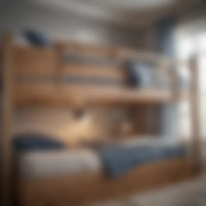 Close-up of safety features in a bunk bed with enclosed bottom