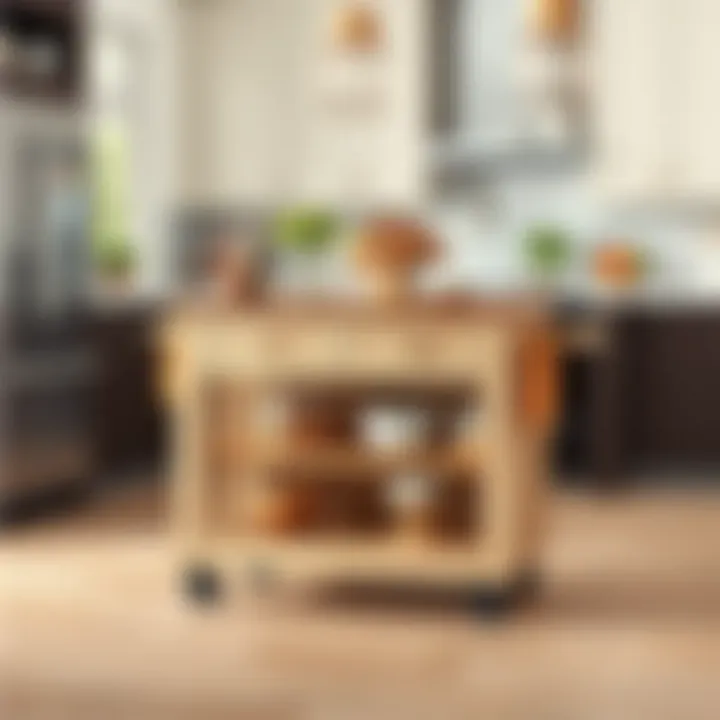 Stylish kitchen island cart with open shelving and elegant finish