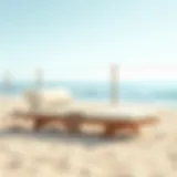 Luxurious chaise lounge on a sandy beach