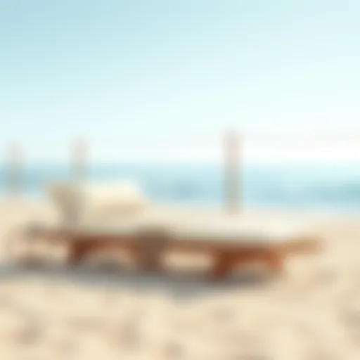 Luxurious chaise lounge on a sandy beach