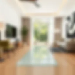 Elegant clear floor runner in a modern living room