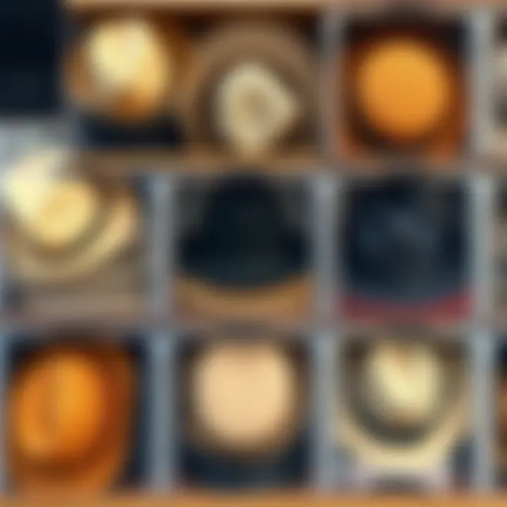 Diverse styles of hats neatly stored in transparent boxes