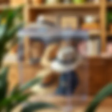 Stylish clear plastic hat storage box showcasing multiple hats