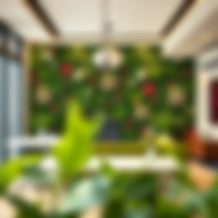 An elegant office space featuring a live flower wall for enhanced ambiance