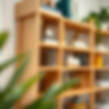 Close-up of a versatile shelving unit showcasing functionality