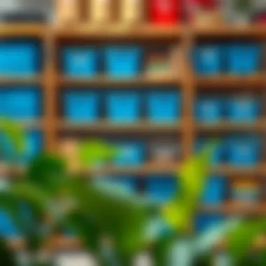 Innovative custom shelving design tailored for Rubbermaid bins in a commercial setting