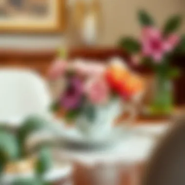 A modern floral cup used in an elegant dining arrangement, blending tradition with contemporary style