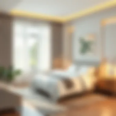 A tranquil bedroom featuring modern furnishings and soft lighting