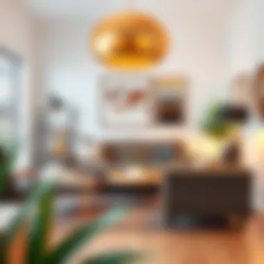 A cozy living room showcasing a stylish sofa and unique decor