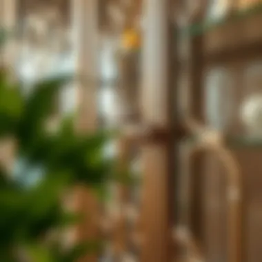 Close-up of intricate design details on a decorative cabinet with glass doors