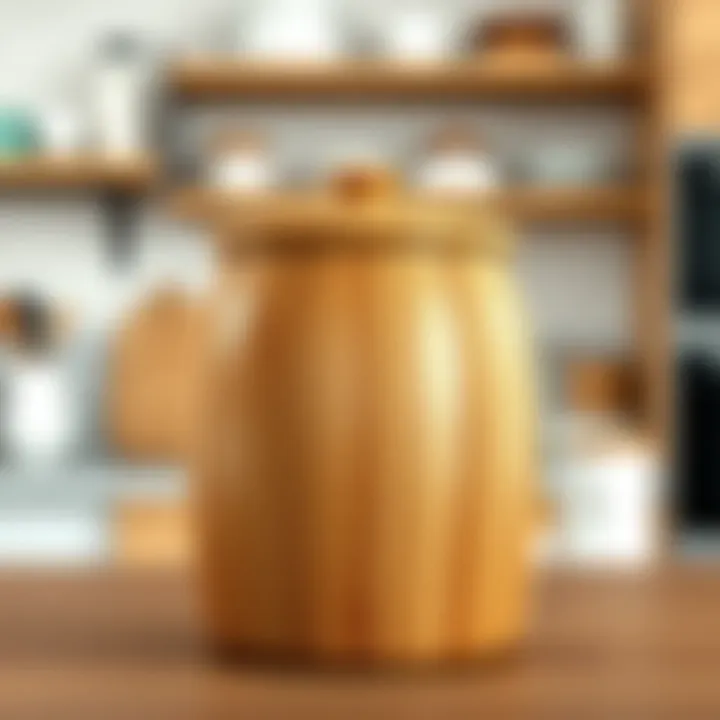 Stylish wooden cereal canister that complements kitchen decor
