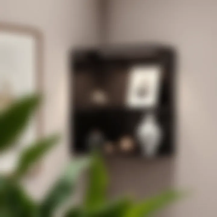 Elegant glass corner shelf showcasing decorative items