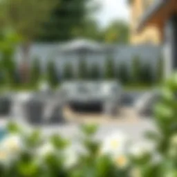 Stylish gray patio furniture set in a modern garden