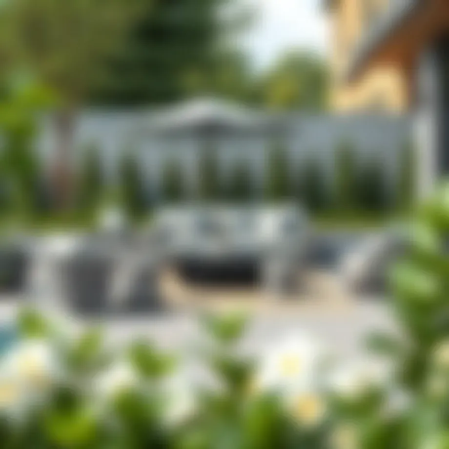 Stylish gray patio furniture set in a modern garden