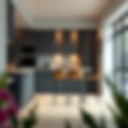 Elegant high stool set in modern kitchen