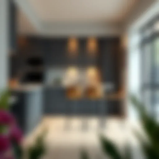 Elegant high stool set in modern kitchen