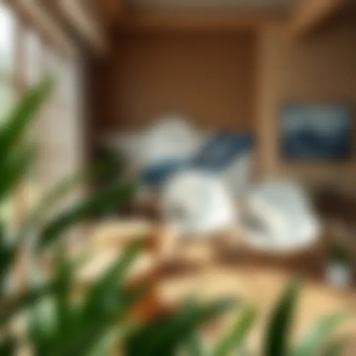 Large water hyacinth cubes enhancing a nature-inspired interior space