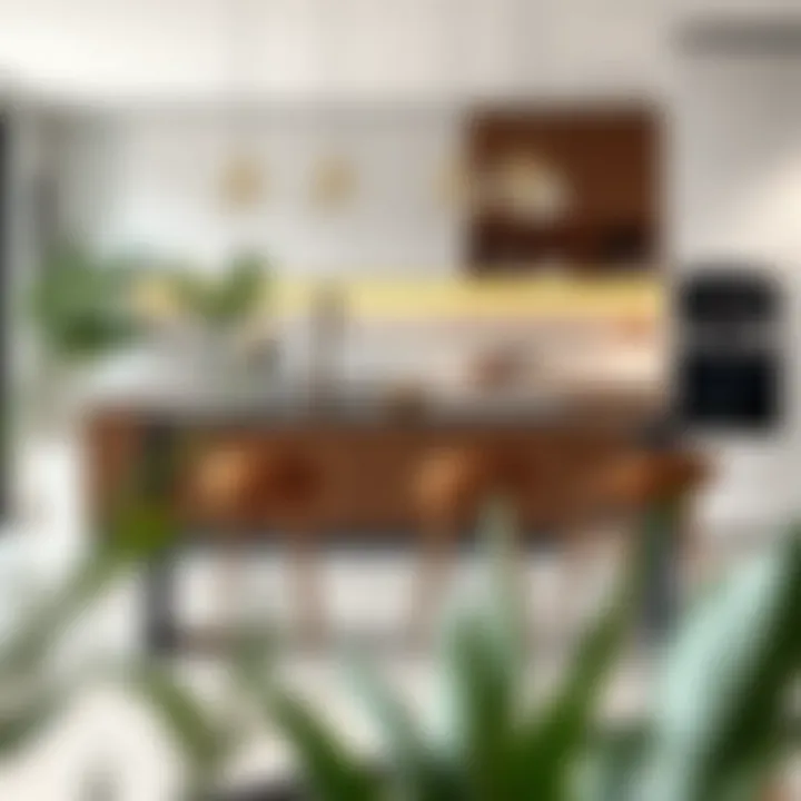 Elegant long skinny bar table in a modern kitchen setting