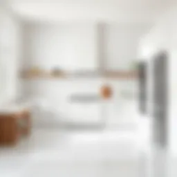 Elegant white square tile laid out in a modern kitchen setting