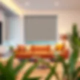 Sleek roller shades in a modern living room setting