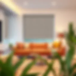 Sleek roller shades in a modern living room setting