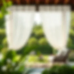 Elegant outdoor privacy drapes in a serene garden setting