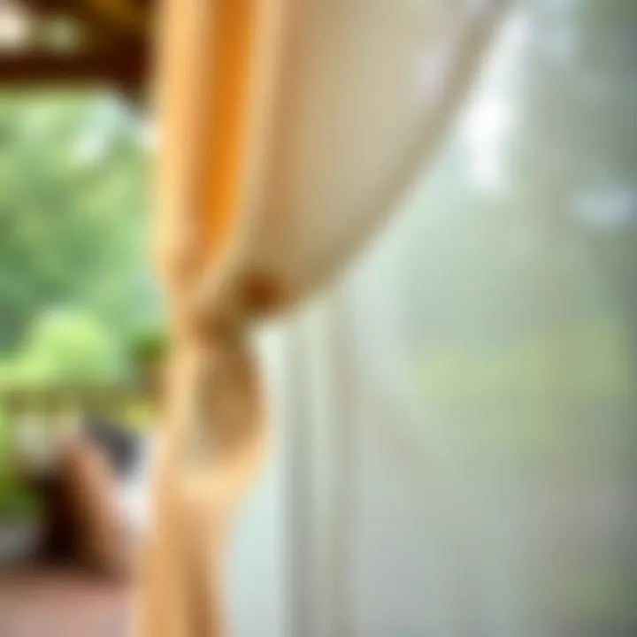 Close-up of durable materials used in porch curtains for longevity