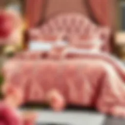 Elegant rose gold king comforter set displayed on a luxurious bed