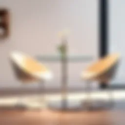 Elegant round glass dining table set for two with contemporary design